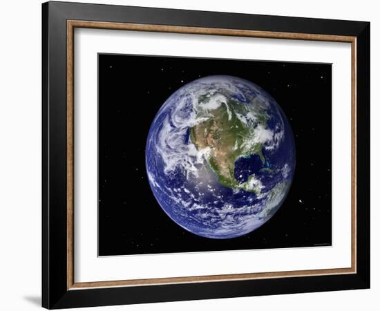 Full Earth Showing North America (With Stars)-Stocktrek Images-Framed Photographic Print