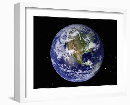 Full Earth Showing North America (With Stars)-Stocktrek Images-Framed Photographic Print