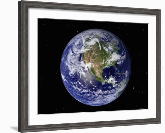 Full Earth Showing North America (With Stars)-Stocktrek Images-Framed Photographic Print