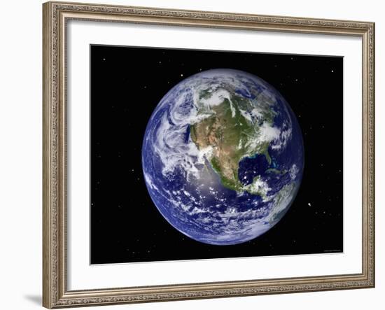 Full Earth Showing North America (With Stars)-Stocktrek Images-Framed Photographic Print