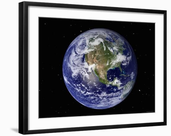 Full Earth Showing North America (With Stars)-Stocktrek Images-Framed Photographic Print