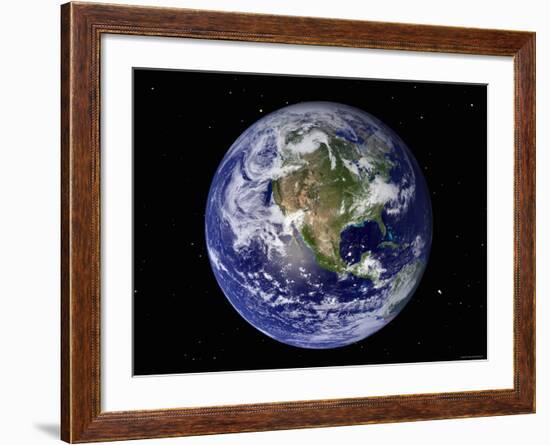 Full Earth Showing North America (With Stars)-Stocktrek Images-Framed Photographic Print