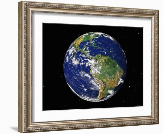 Full Earth Showing South America (With Stars)-Stocktrek Images-Framed Photographic Print