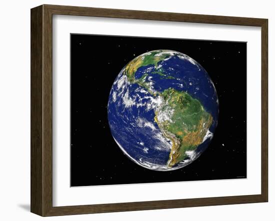 Full Earth Showing South America (With Stars)-Stocktrek Images-Framed Photographic Print