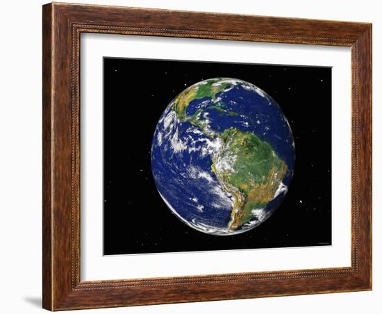 Full Earth Showing South America (With Stars)-Stocktrek Images-Framed Photographic Print