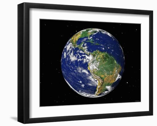 Full Earth Showing South America (With Stars)-Stocktrek Images-Framed Photographic Print