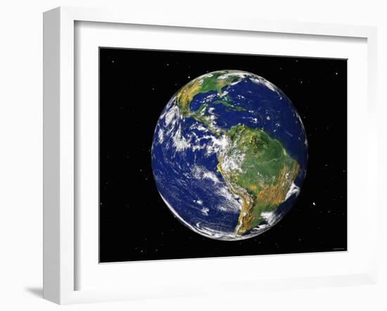 Full Earth Showing South America (With Stars)-Stocktrek Images-Framed Photographic Print