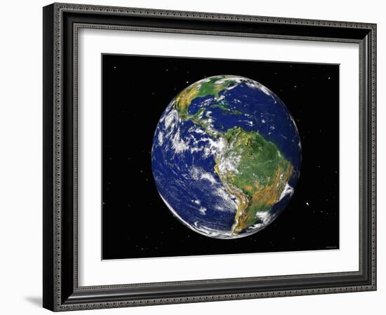 Full Earth Showing South America (With Stars)-Stocktrek Images-Framed Photographic Print
