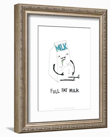 Full Fat Milk - Tom Cronin Doodles Cartoon Print-Tom Cronin-Framed Giclee Print