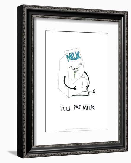 Full Fat Milk - Tom Cronin Doodles Cartoon Print-Tom Cronin-Framed Giclee Print