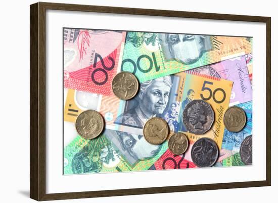 Full-Frame of Australian Notes and Coins-Robyn Mackenzie-Framed Photographic Print