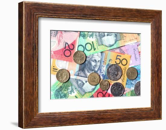 Full-Frame of Australian Notes and Coins-Robyn Mackenzie-Framed Photographic Print