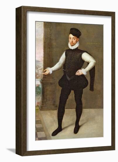 Full Length Portrait of a Gentleman in a Black Doublet-Francois Clouet-Framed Giclee Print