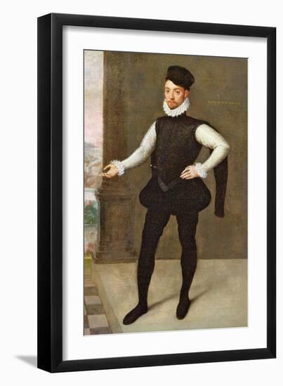 Full Length Portrait of a Gentleman in a Black Doublet-Francois Clouet-Framed Giclee Print