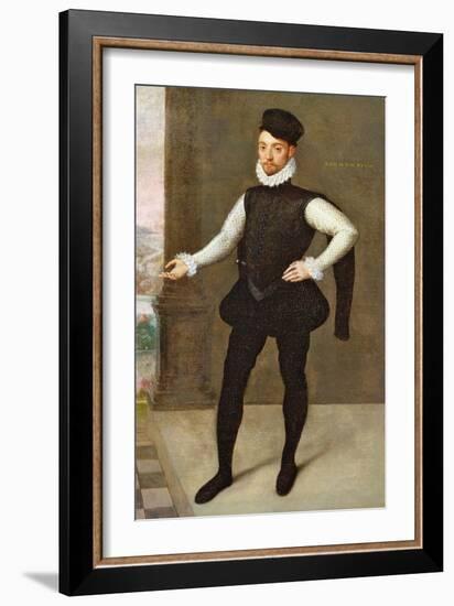 Full Length Portrait of a Gentleman in a Black Doublet-Francois Clouet-Framed Giclee Print