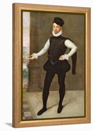 Full Length Portrait of a Gentleman in a Black Doublet-Francois Clouet-Framed Premier Image Canvas