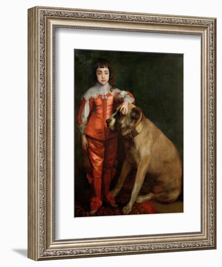 Full Length Portrait of Charles II as a Boy with a Mastiff-Sir Anthony Van Dyck-Framed Giclee Print