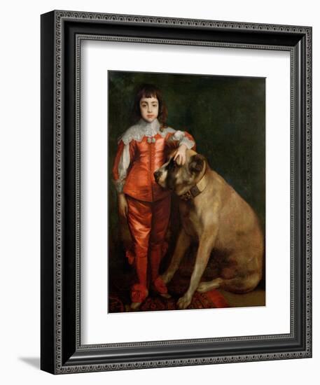 Full Length Portrait of Charles II as a Boy with a Mastiff-Sir Anthony Van Dyck-Framed Giclee Print