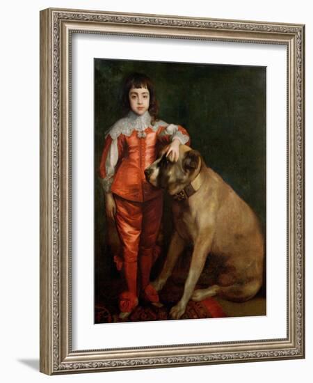 Full Length Portrait of Charles II as a Boy with a Mastiff-Sir Anthony Van Dyck-Framed Giclee Print