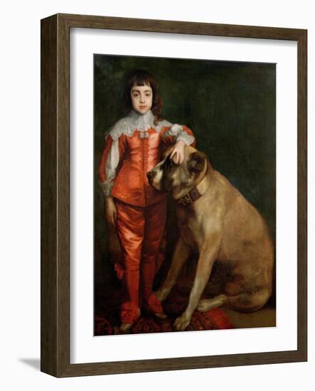 Full Length Portrait of Charles II as a Boy with a Mastiff-Sir Anthony Van Dyck-Framed Giclee Print