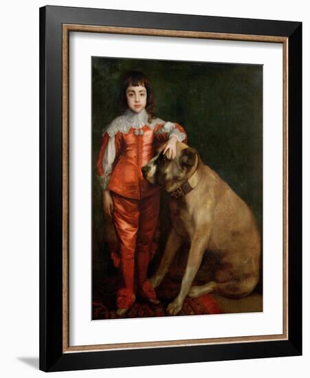 Full Length Portrait of Charles II as a Boy with a Mastiff-Sir Anthony Van Dyck-Framed Giclee Print