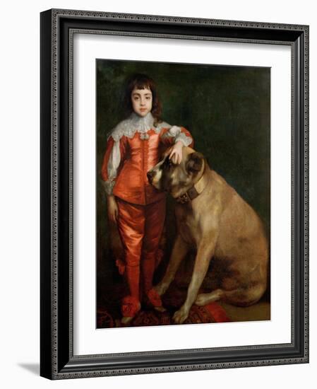 Full Length Portrait of Charles II as a Boy with a Mastiff-Sir Anthony Van Dyck-Framed Giclee Print