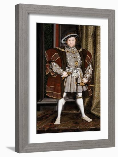 Full-Length Portrait of King Henry VIII-Hans Holbein the Younger-Framed Giclee Print