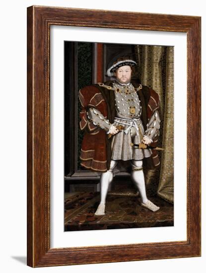 Full-Length Portrait of King Henry VIII-Hans Holbein the Younger-Framed Giclee Print