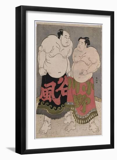 Full-Length Portraits of the Wrestlers Onogawa Kisaburo-Katsukawa Shunko-Framed Giclee Print
