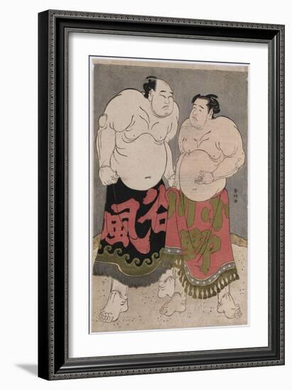 Full-Length Portraits of the Wrestlers Onogawa Kisaburo-Katsukawa Shunko-Framed Giclee Print