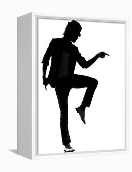 Full Length Silhouette Of A Young Man Dancer Dancing Funky Hip Hop R And B-OSTILL-Framed Stretched Canvas