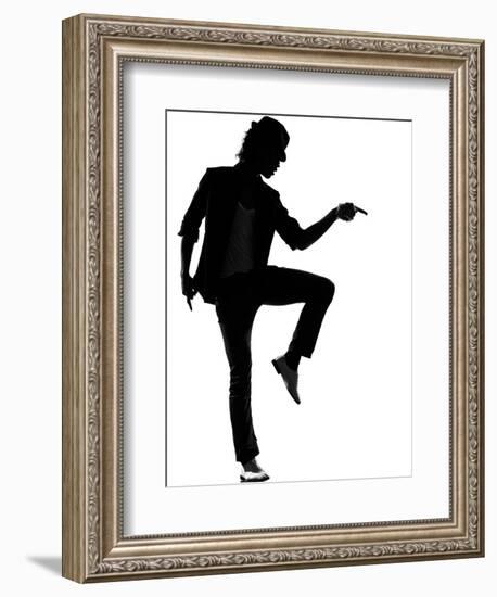 Full Length Silhouette Of A Young Man Dancer Dancing Funky Hip Hop R And B-OSTILL-Framed Art Print