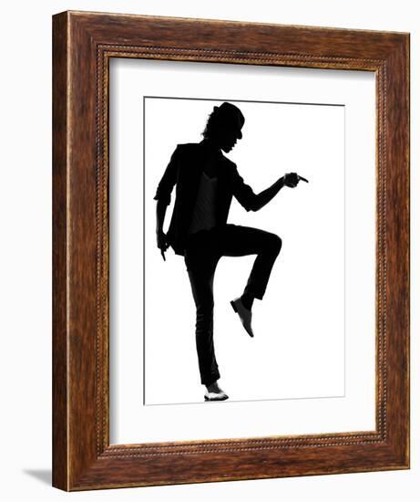 Full Length Silhouette Of A Young Man Dancer Dancing Funky Hip Hop R And B-OSTILL-Framed Art Print