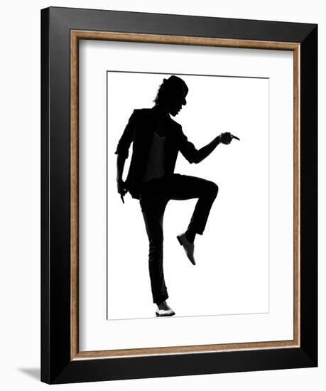 Full Length Silhouette Of A Young Man Dancer Dancing Funky Hip Hop R And B-OSTILL-Framed Art Print