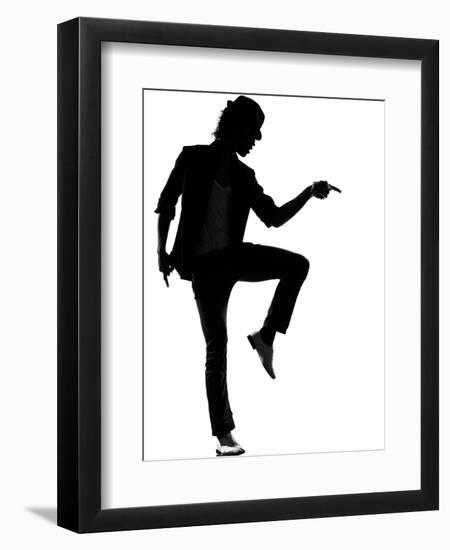 Full Length Silhouette Of A Young Man Dancer Dancing Funky Hip Hop R And B-OSTILL-Framed Art Print