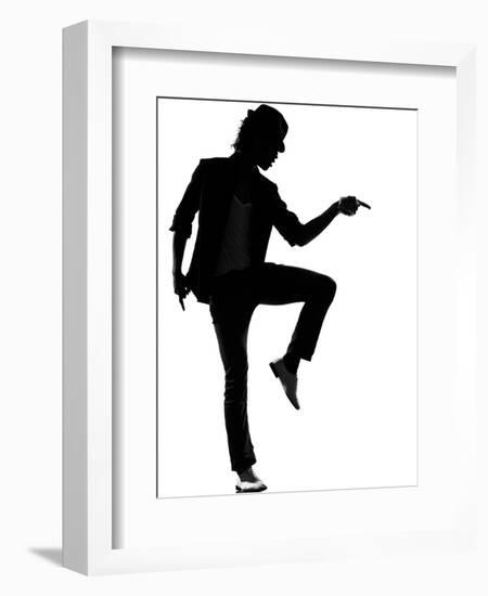 Full Length Silhouette Of A Young Man Dancer Dancing Funky Hip Hop R And B-OSTILL-Framed Art Print