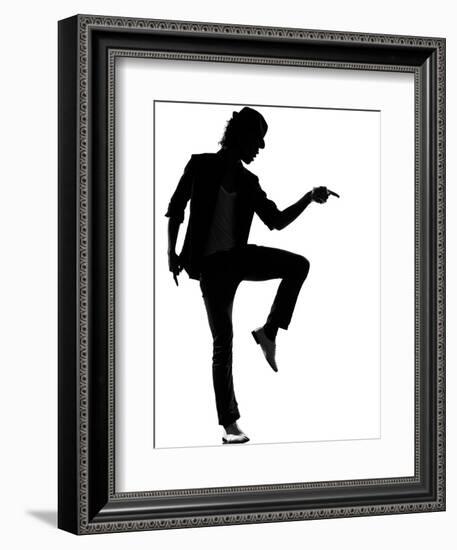 Full Length Silhouette Of A Young Man Dancer Dancing Funky Hip Hop R And B-OSTILL-Framed Art Print