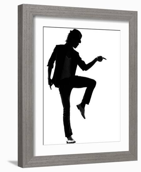 Full Length Silhouette Of A Young Man Dancer Dancing Funky Hip Hop R And B-OSTILL-Framed Art Print