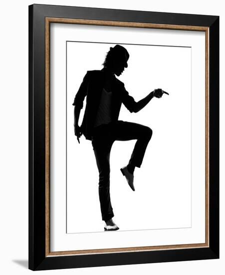 Full Length Silhouette Of A Young Man Dancer Dancing Funky Hip Hop R And B-OSTILL-Framed Art Print