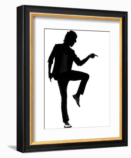 Full Length Silhouette Of A Young Man Dancer Dancing Funky Hip Hop R And B-OSTILL-Framed Premium Giclee Print