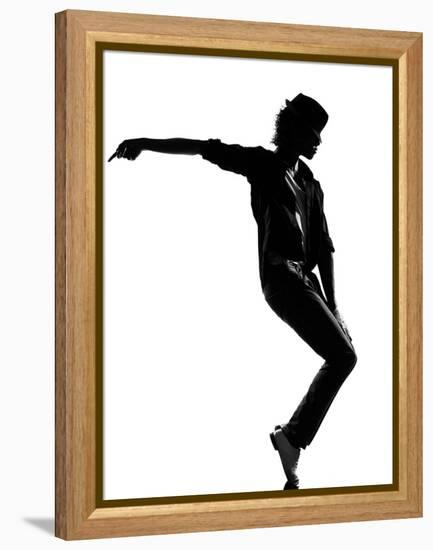 Full Length Silhouette Of A Young Man Dancer Dancing Funky Hip Hop R And B-OSTILL-Framed Stretched Canvas