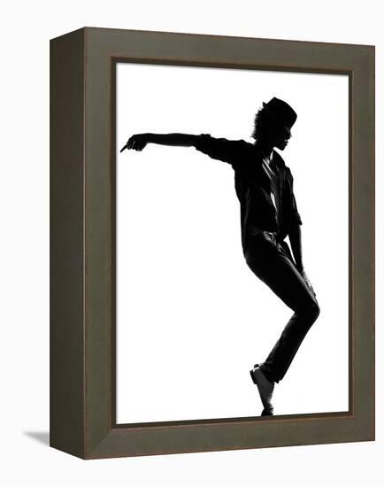 Full Length Silhouette Of A Young Man Dancer Dancing Funky Hip Hop R And B-OSTILL-Framed Stretched Canvas