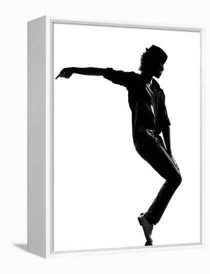 Full Length Silhouette Of A Young Man Dancer Dancing Funky Hip Hop R And B-OSTILL-Framed Stretched Canvas