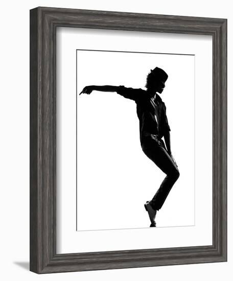 Full Length Silhouette Of A Young Man Dancer Dancing Funky Hip Hop R And B-OSTILL-Framed Art Print