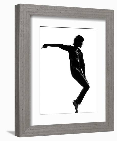 Full Length Silhouette Of A Young Man Dancer Dancing Funky Hip Hop R And B-OSTILL-Framed Art Print