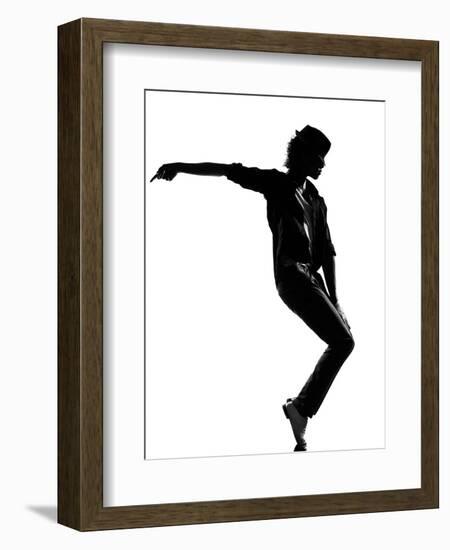 Full Length Silhouette Of A Young Man Dancer Dancing Funky Hip Hop R And B-OSTILL-Framed Art Print