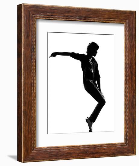 Full Length Silhouette Of A Young Man Dancer Dancing Funky Hip Hop R And B-OSTILL-Framed Art Print