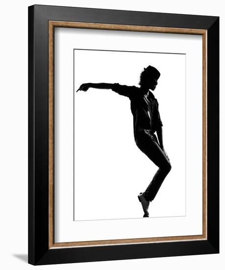 Full Length Silhouette Of A Young Man Dancer Dancing Funky Hip Hop R And B-OSTILL-Framed Art Print