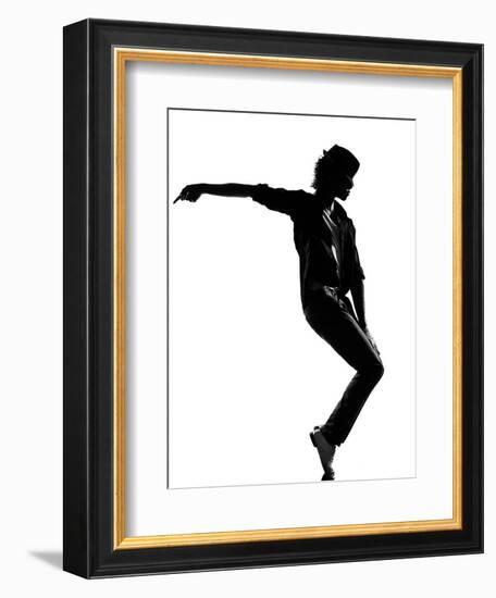 Full Length Silhouette Of A Young Man Dancer Dancing Funky Hip Hop R And B-OSTILL-Framed Art Print