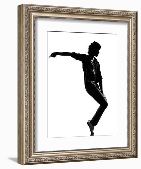 Full Length Silhouette Of A Young Man Dancer Dancing Funky Hip Hop R And B-OSTILL-Framed Premium Giclee Print